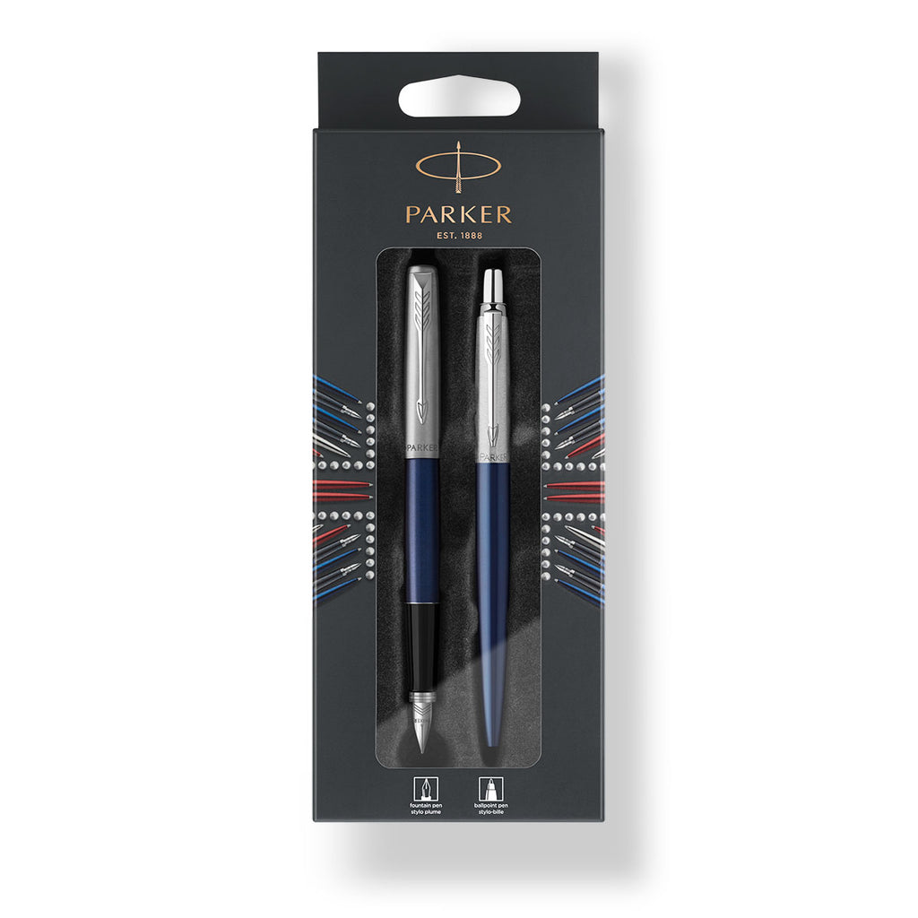 Parker Jotter Fountain Pen Medium and Ballpoint Pen Royal Blue