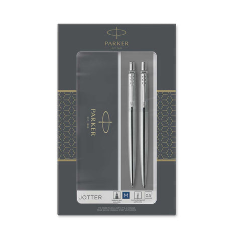 Parker Jotter Stainless Steel Brushed Chrome Pen and Pencil Set  Parker Mechanical Pencils