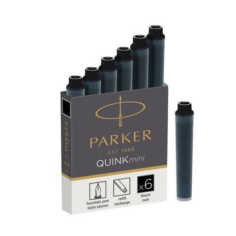 Parker Fountain Pen Cartridges Mini Black Pack of 6