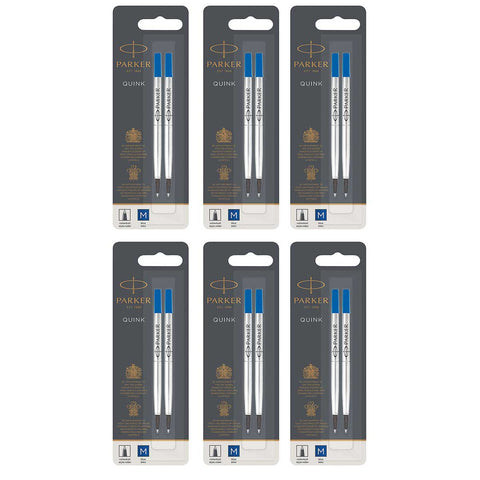 Parker Rollerball Refills Blue Medium Pack of 12