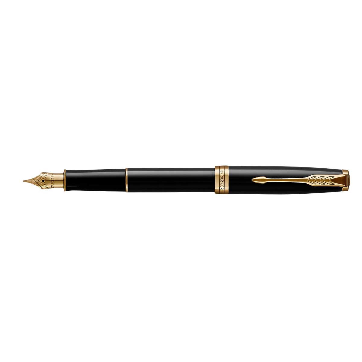 Parker Sonnet Lacquer Black Gold Trim Fountain Pen Medium  Parker Fountain Pen