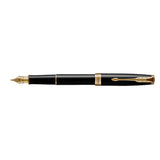 Parker Sonnet Lacquer Black Gold Trim Fountain Pen Medium  Parker Fountain Pen