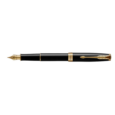 Parker Sonnet Lacquer Black Gold Trim Fountain Pen Fine  Parker Ballpoint Pen