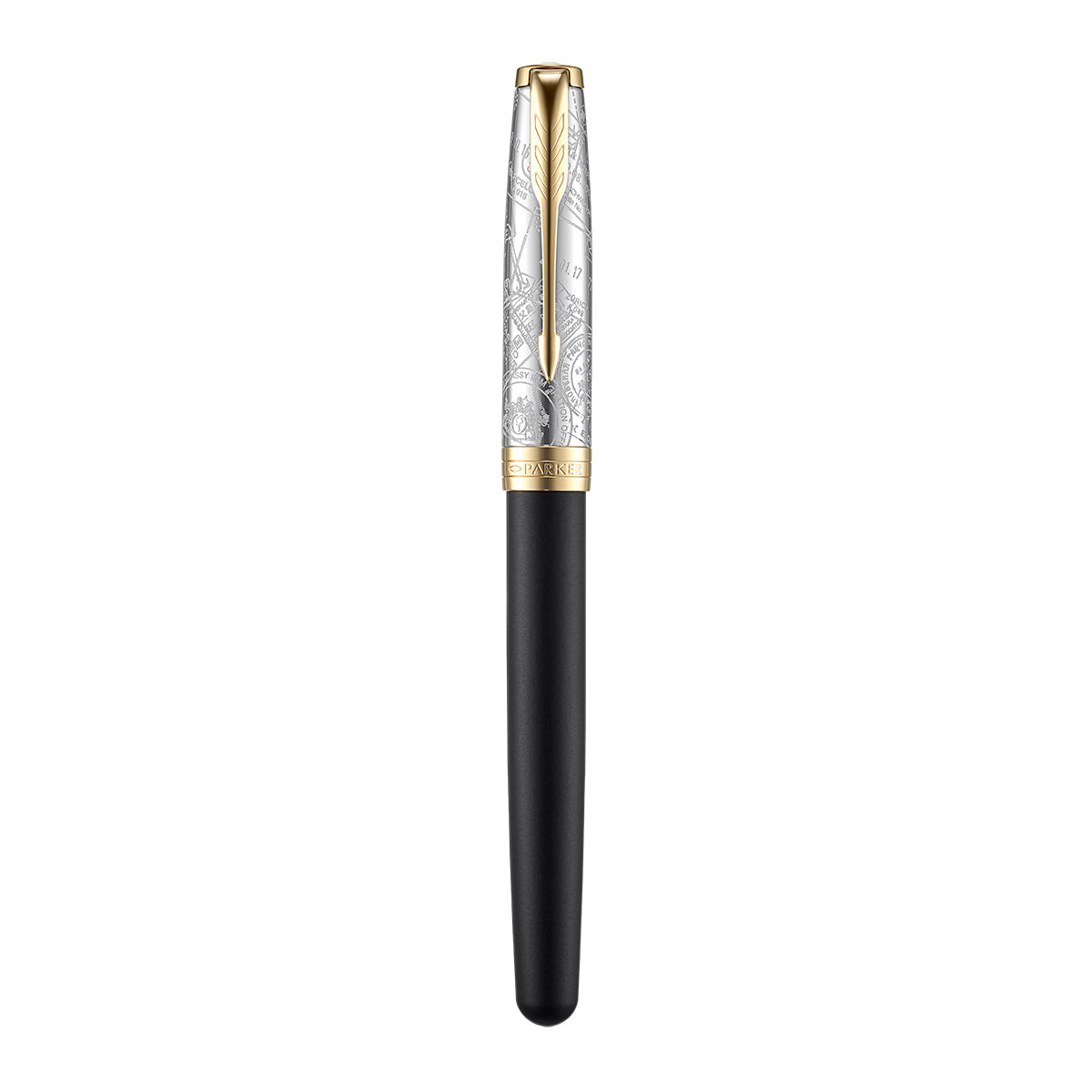 Parker Sonnet Special Edition Impression Travel Inspired (Transit) Gold Trim Fountain Pen with 18K Fine Nib  Parker Ballpoint Pen