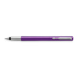 Parker Vector Fountain Pen Starter Kit Purple Fine, Converter and Washable Blue Bottled Ink Made in France