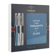 Parker Jotter London 2 Pen Gift Set with Notepad, Waterloo Blue and Stainless Steel  Parker Ballpoint Pen