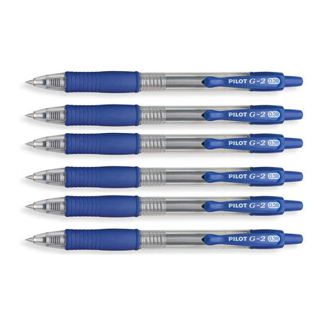 Pilot G2 Ultra Fine Blue Pens Pack Of 6  Pilot Gel Ink Pens