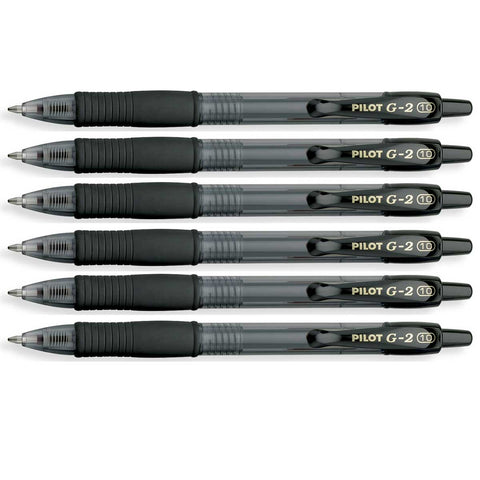 Pilot G2 Bold Pens Black 1.0 Pack of 6  Pilot Gel Ink Pens