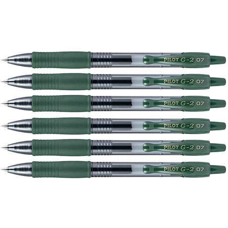 Pilot G2 Hunter Green Fine Point Gel Pen 0.7 mm Pack of 6  Pilot Gel Ink Pens