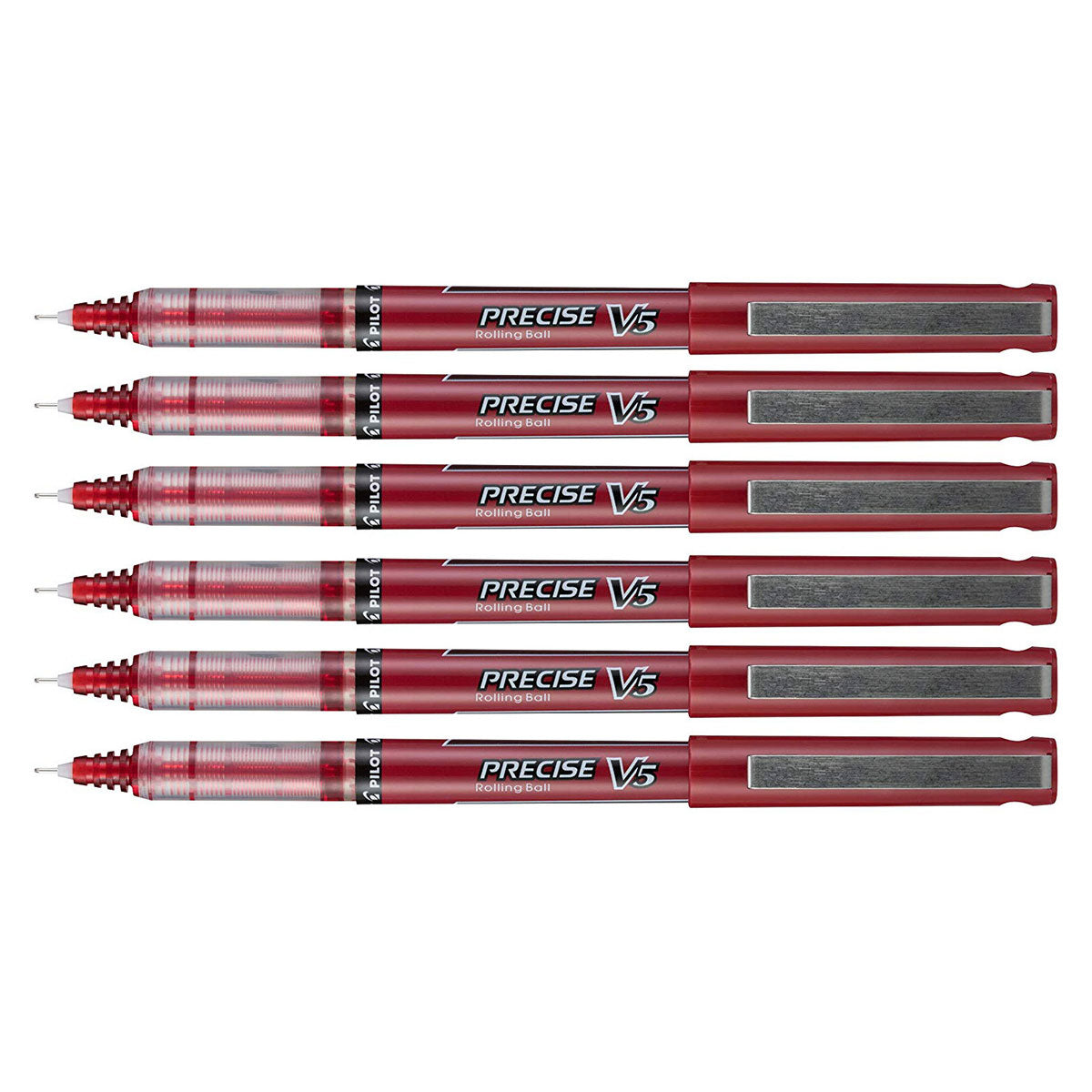 Pilot Precise V5 Red Extra Fine Rolling Ball Pen 0.5mm Pack of 6  Pilot Rollerball Pens