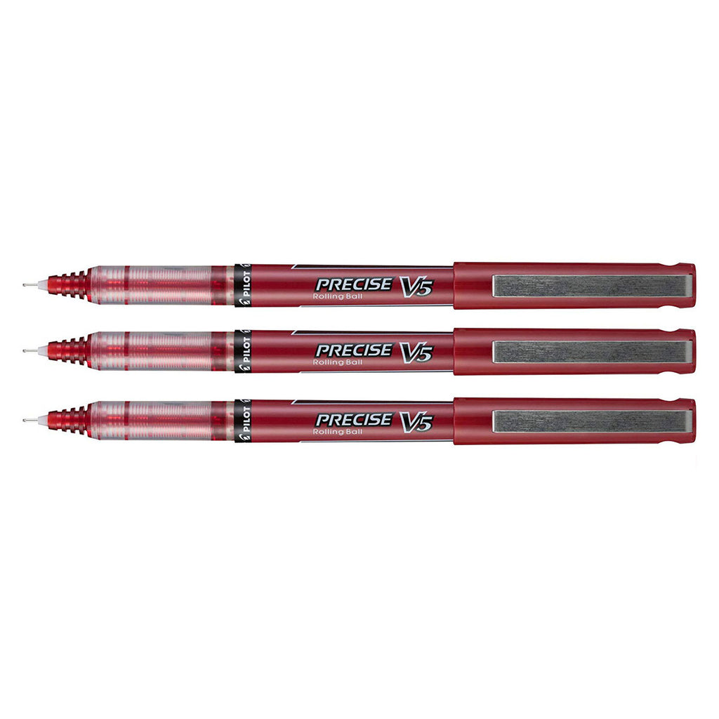 Pilot Precise V5 Red Extra Fine Rolling Ball Pen 0.5mm, Bullet Journal Pen  - Pack of 3  Pilot Rollerball Pens