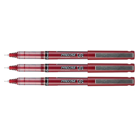 Pilot Precise V5 Red Extra Fine Rolling Ball Pen 0.5mm, Bullet Journal Pen  - Pack of 3  Pilot Rollerball Pens