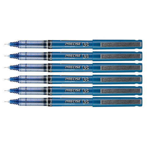 Pilot Precise V5 Blue Extra Fine Rollerball Pens 0.5mm Pack of 6