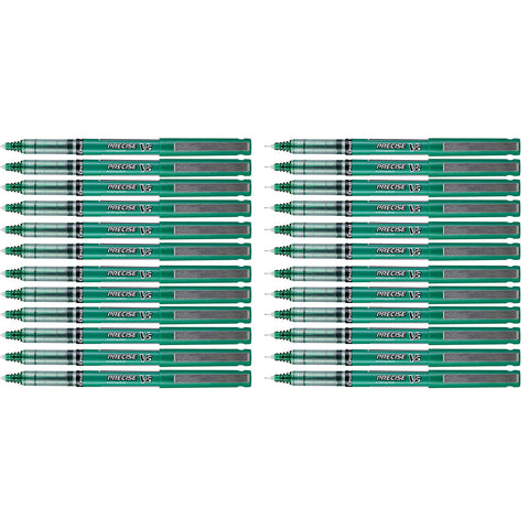 Pilot Precise V5 Green Roller Ball Pens 0.5mm Bulk Pack of 24  Pilot Rollerball Pens
