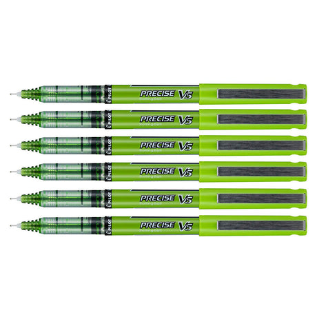 Pilot Precise V5 Extra Fine Lime Green Rolling Ball Pen 0.5mm Pack of 6  Pilot Rollerball Pens