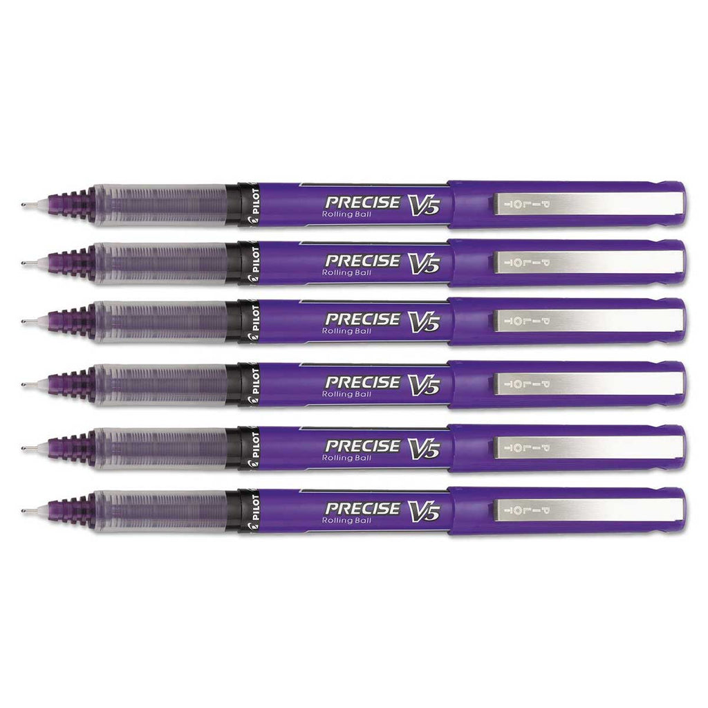 Pilot Precise V5 Purple Ink Extra Fine Rolling Ball Pen 0.5mm Pack Of 6  Pilot Rollerball Pens