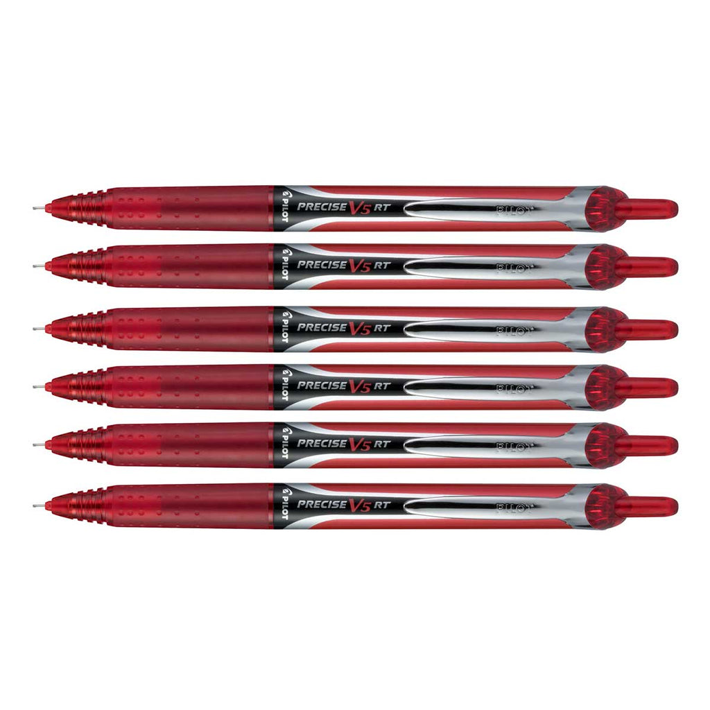 Pilot Precise V5 RT Red Extra Fine, Retractable Rollerball Pens Pack of 6  Pilot Rollerball Pens