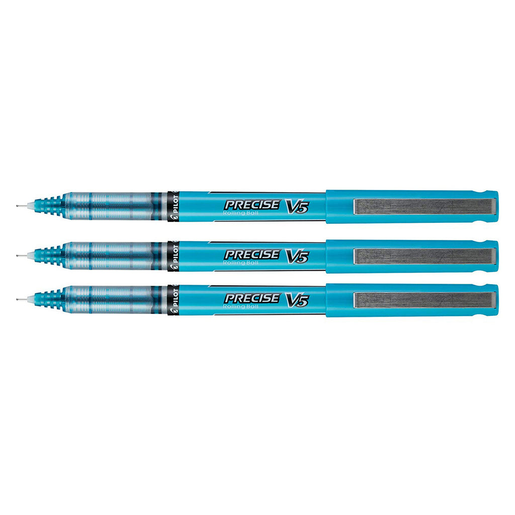 Pilot Precise V5 Turquoise Extra Fine Rolling Ball Pen 0.5mm Pack of 3