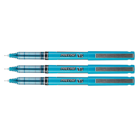 Pilot Precise V5 Turquoise Extra Fine Rolling Ball Pen 0.5mm Pack of 3
