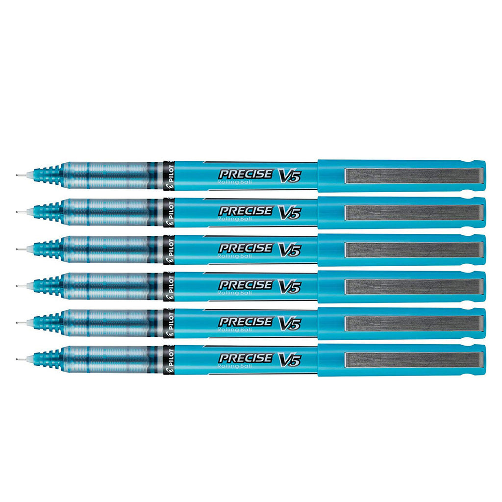 Pilot Precise V5 Turquoise Rollerball Pen 0.5mm Extra Fine Pack of 6