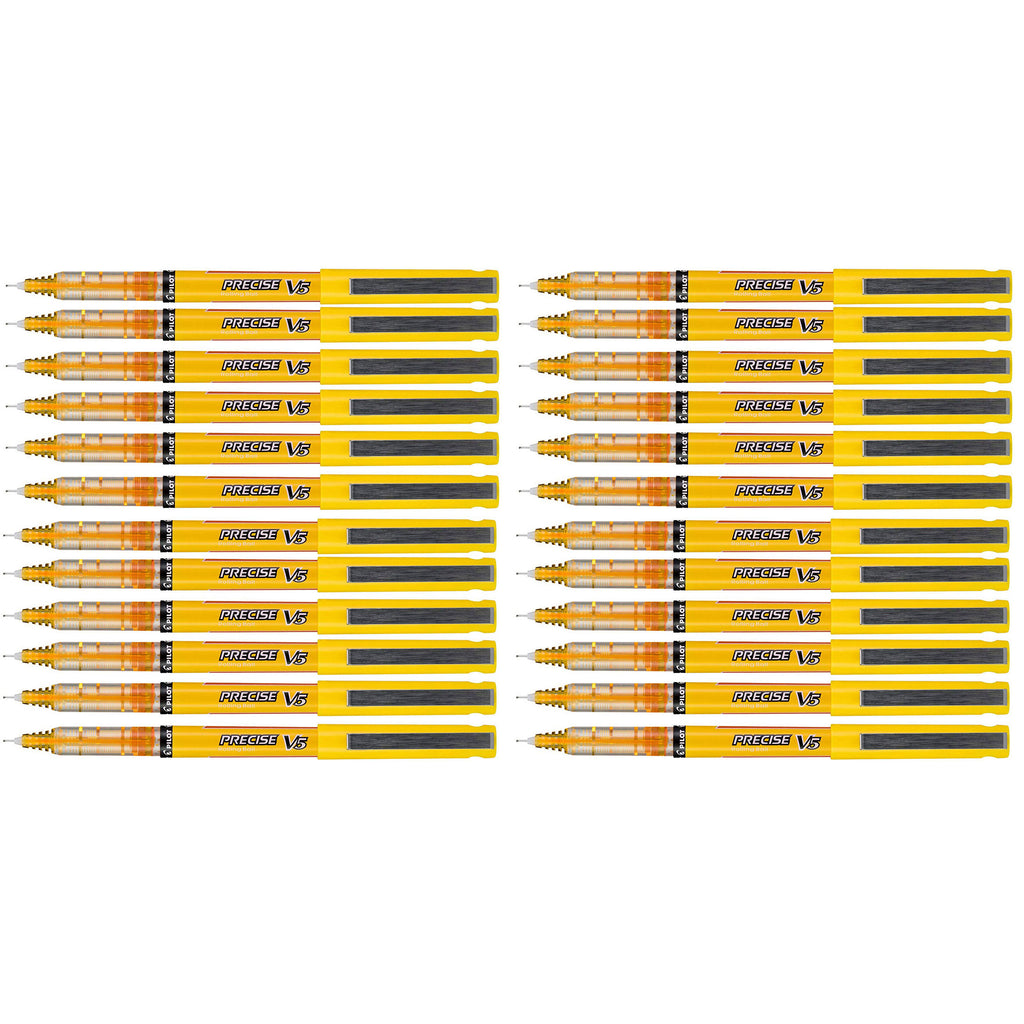 Pilot Precise V5 Extra Fine Yellow Ink Rolling Ball Pen 0.5mm Bulk Pack of 24