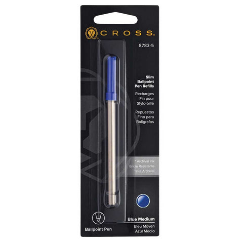 Cross Slim Ballpoint Pen Refill For Cross Click Pens, Blue Medium 8783-5  Cross Ballpoint Refills