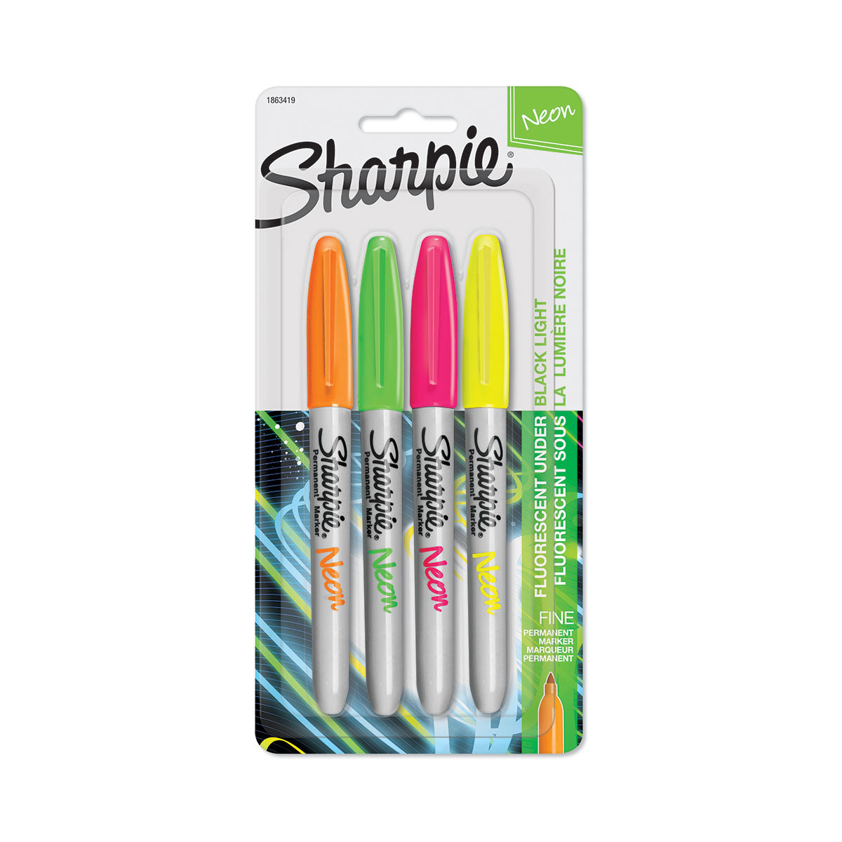 Neon Sharpie Markers Pack of 4, Yellow, Pink, Green, Orange  Sharpie Markers