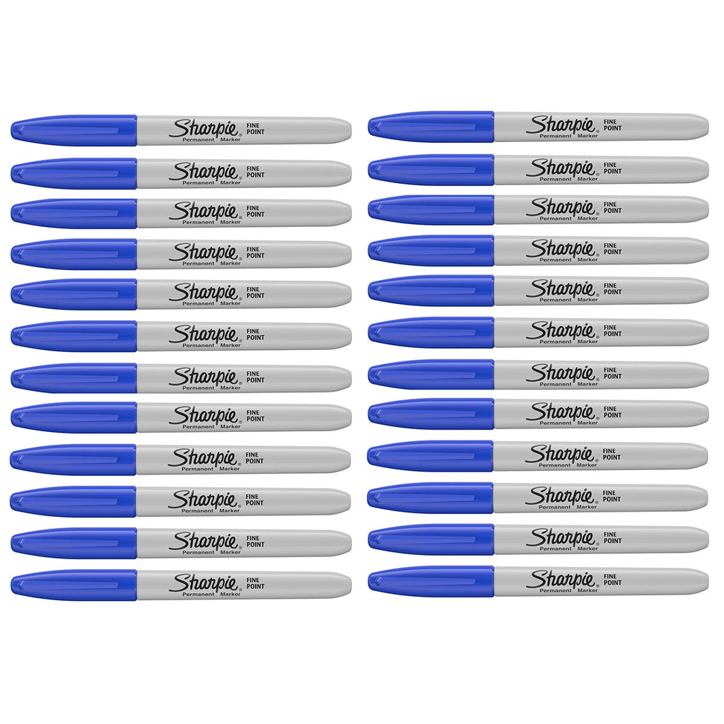 Sharpie Blue Markers, Fine Point, Bulk Pack of 24