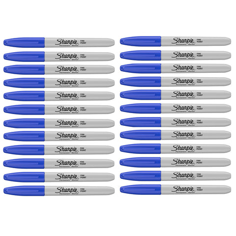 Sharpie Blue Markers, Fine Point, Bulk Pack of 24