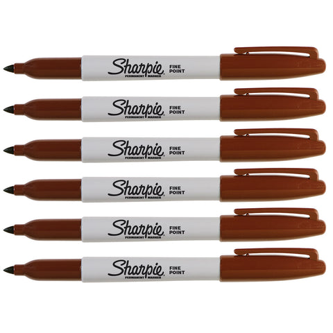Sharpie Brown Markers, Fine Point, Pack of 6  Sharpie Markers