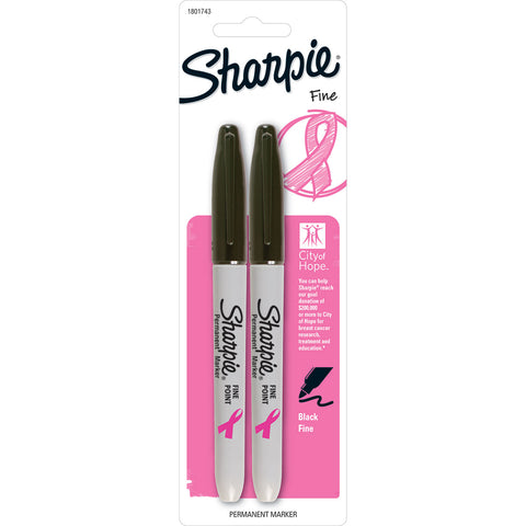 Sharpie City Of Hope Pink Ribbon Black Fine Markers Pack of 2