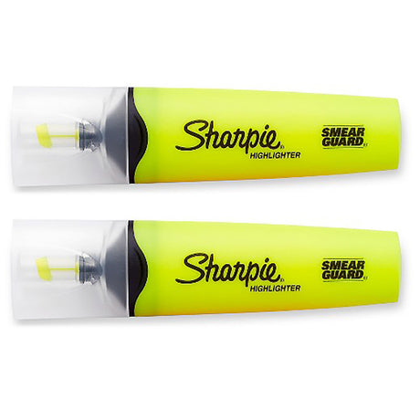 Sharpie Fluorescent Yellow Highlighters With Smear Guard Pack Of 2  Sharpie Highlighter