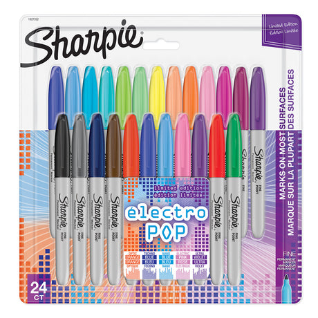 Sharpie Electro Pop Fine Point Markers, Assorted Colors, 24 Count  Sharpie Markers