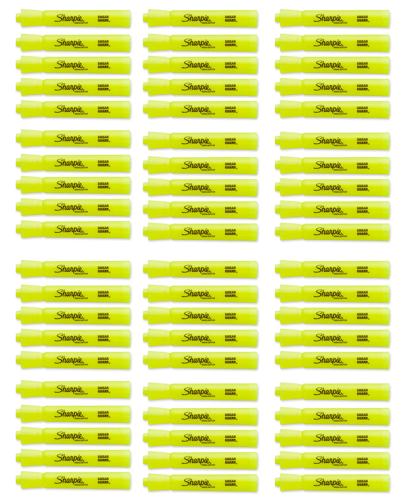 Sharpie Fluorescent Yellow Highlighters Chisel Tip, Smear Guard, Bulk Pack of 60