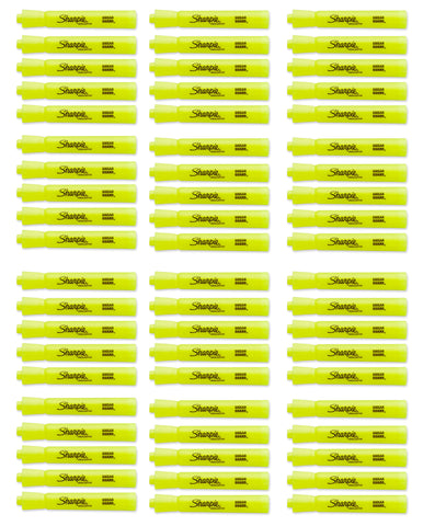 Sharpie Yellow Highlighters Chisel Tip, Smear Guard, Bulk Pack of 60