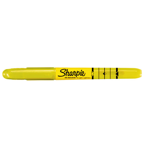 Sharpie Yellow Highlighter Narrow Chisel Tip with Ink Indicator and Pocket clip
