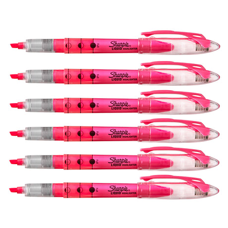 Sharpie Liquid Highlighter Pink Narrow Chisel Tip Pack Of  6  Sharpie Highlighter