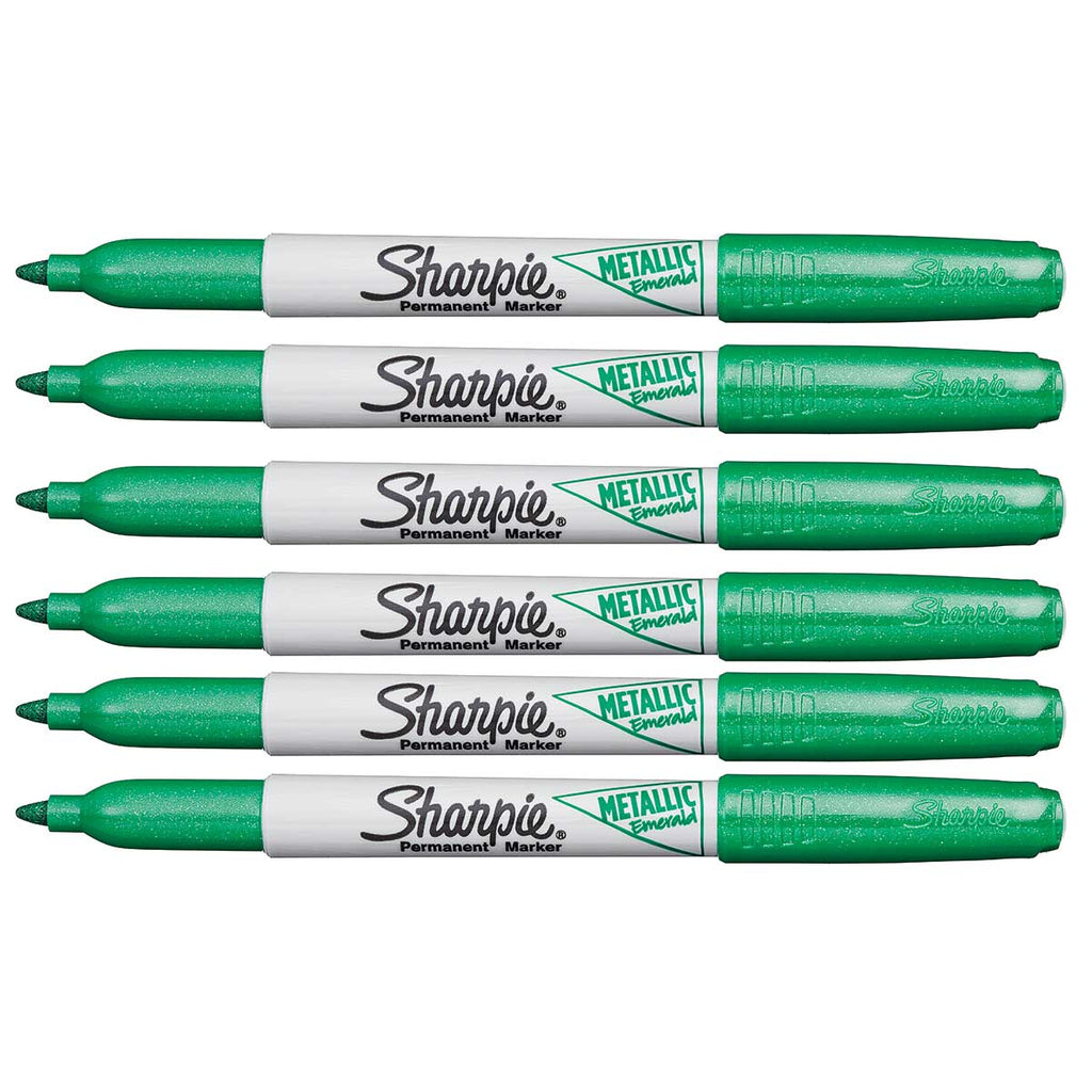 Sharpie Metallic Emerald Permanent Marker, Fine Point Pack of 6