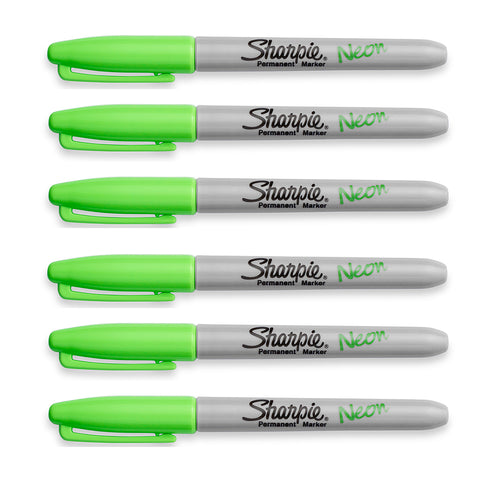 Sharpie Neon Green Fine Point Permanent Markers Pack of 6  Sharpie Markers