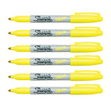 Sharpie Neon Yellow Fine Point Permanent Markers Pack of 6  Sharpie Markers