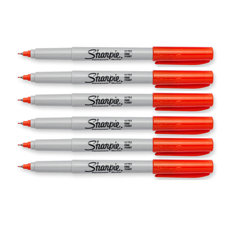 Sharpie Optic Orange Ultra Fine Markers Pack of 6  Sharpie Markers