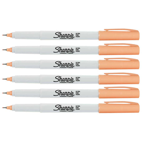 Sharpie Peach Ultra Fine Permanent Markers Pack of 6  Sharpie Markers