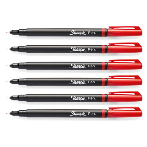 Sharpie Pens, Red Fine, Pack of 6