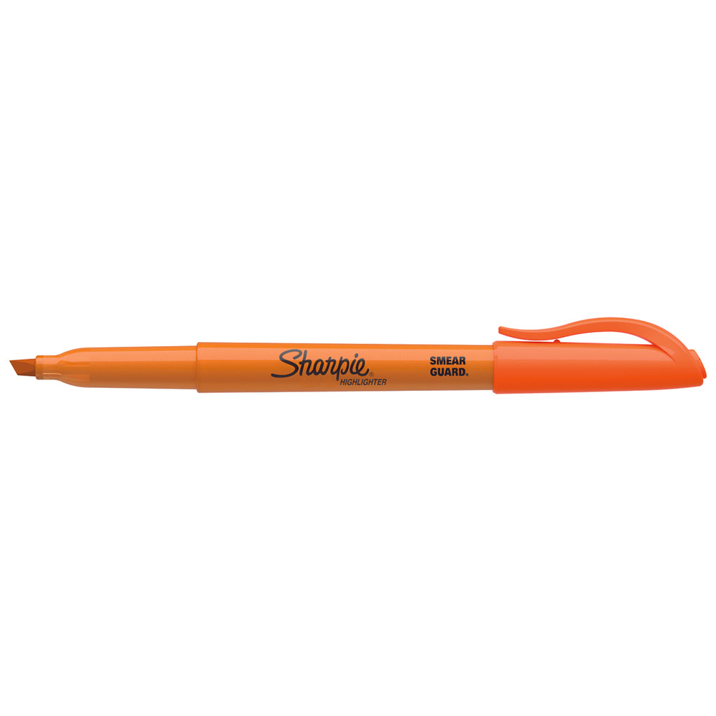 Sharpie Pocket Highlighter with Clip, Orange Chisel, Smear Guard  Sharpie Highlighter