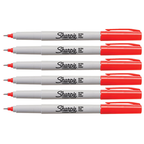Sharpie Red Ultra Fine Markers Pack of 6  Sharpie Markers