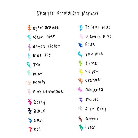 Sharpie Fine Point Markers Color Chart  Sharpie fine, Sharpie colors,  Sharpie