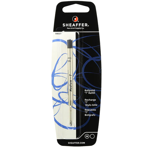 Sheaffer Ballpoint T Style Refill, Black Medium Ink - 99337 (Parker Style)
