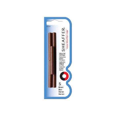Sheaffer Brown Ink Fountain Pen Ink Cartridges Pack of 5