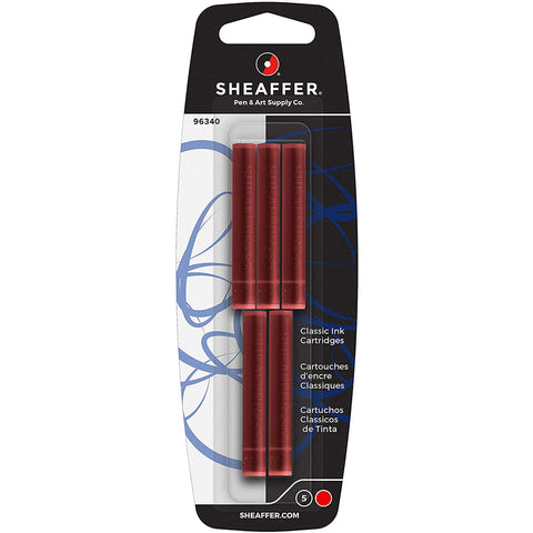 Sheaffer Red Ink Fountain Pen Ink Cartridges Pack of 5  Sheaffer Fountain Pen Ink Cartridges