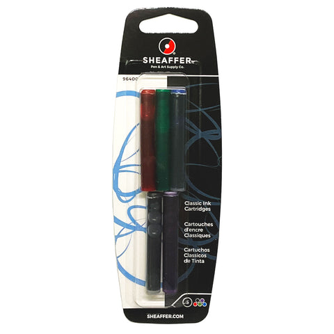 Sheaffer Fountain Pen Ink Cartridges - Black - Blue - Green - Red- Purple - 96400